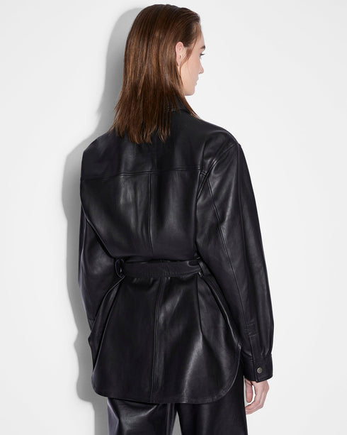 KSUBI Voyager Shacket Black Leather Mens Apparel